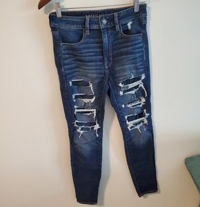 American Eagle high rise jegging size 6S petite distressed modest denim